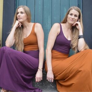 UnaPluma Caramel Two-Piece Set | Bra Top L + Convertible Skirt Dress OS